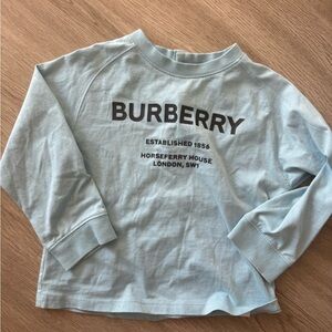 Burberry Kids Light Blue Logo Long Sleeve Tee
